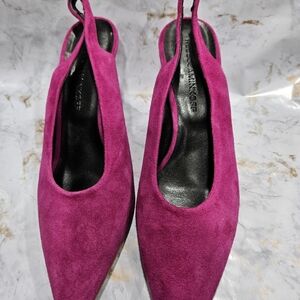 Rebecca Minkoff Magenta Suede Slingback Pointed-Toe Heels